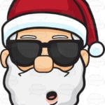 A stunned face of Santa Claus in shades